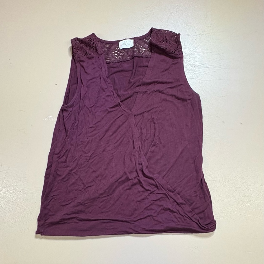 Glitz Deep Purple Tank Top with Lace Accents